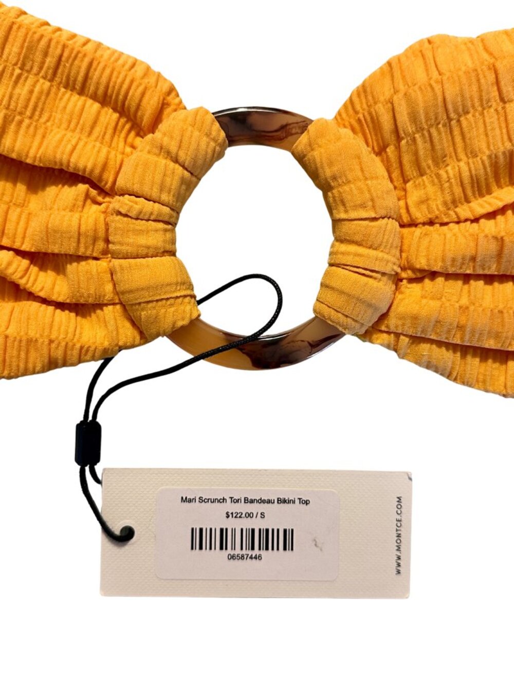 🍊 Montce Tori Bandeau Bikini Top NWT Small Strapless Mango Yellow Orange - Picture 4 of 6